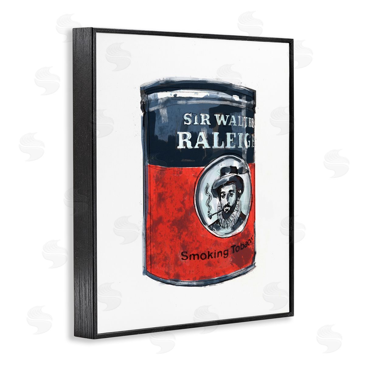 Smoking Tobacco Vintage Can Black Frame Print Wall Art, Home Decor by Karen Dreyfus