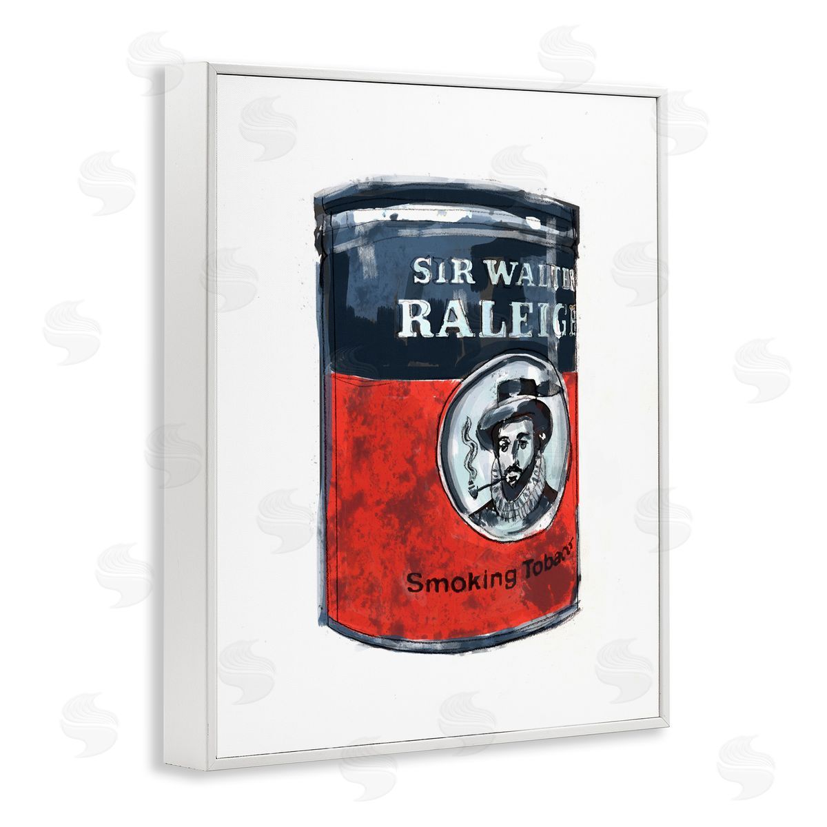 Smoking Tobacco Vintage Can White Frame Print Wall Art, Home Decor by Karen Dreyfus