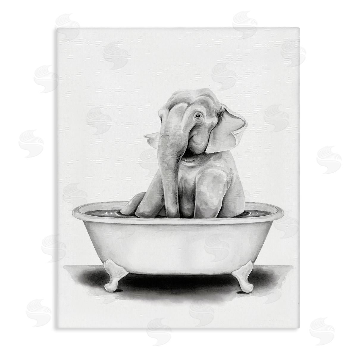Elephant In Tub Funny Canvas Wall Art, Home Decor by Rachel Nieman