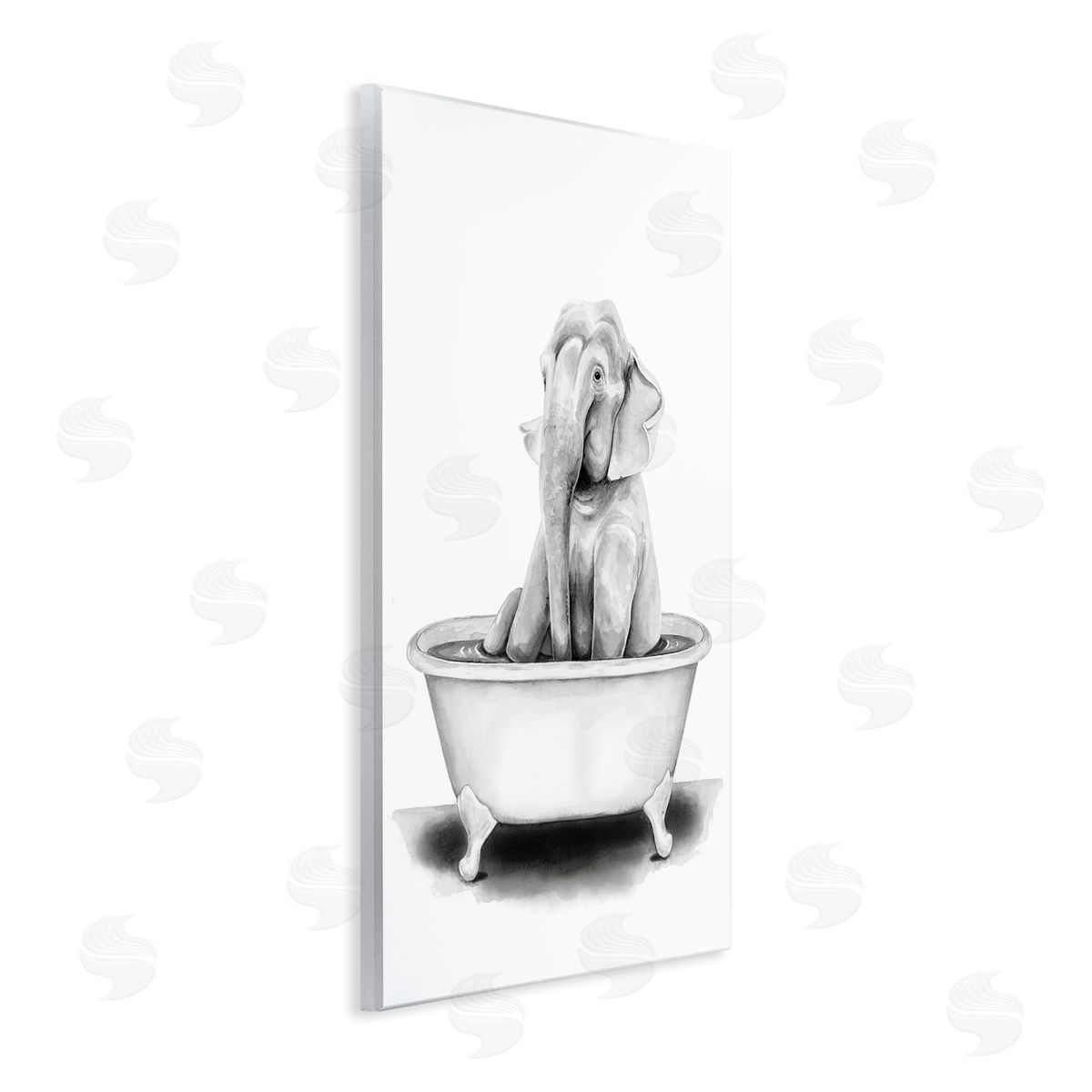 Elephant In Tub Funny Wood Plaque Wall Art, Home Decor by Rachel Nieman