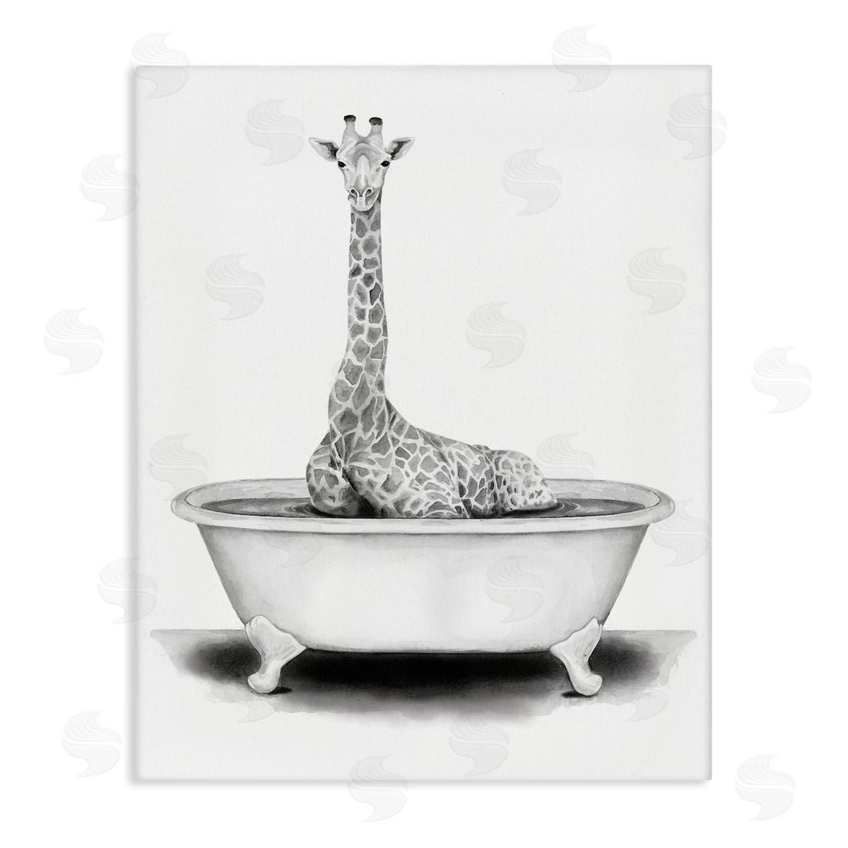 Giraffe In Tub Funny Canvas Wall Art, Home Decor by Rachel Nieman