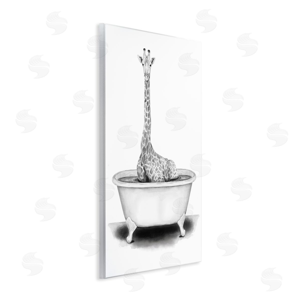 Giraffe In Tub Funny Wood Plaque Wall Art, Home Decor by Rachel Nieman