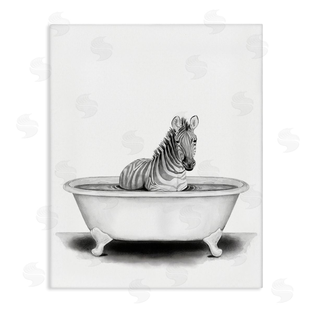 Zebra In A Tub Funny Canvas Wall Art, Home Decor by Rachel Nieman