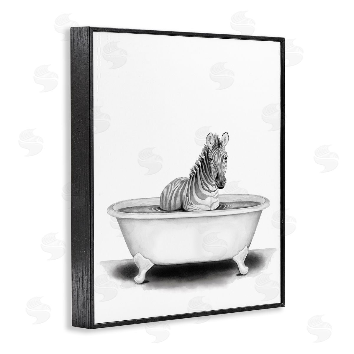 Zebra In A Tub Funny Black Frame Print Wall Art, Home Decor by Rachel Nieman