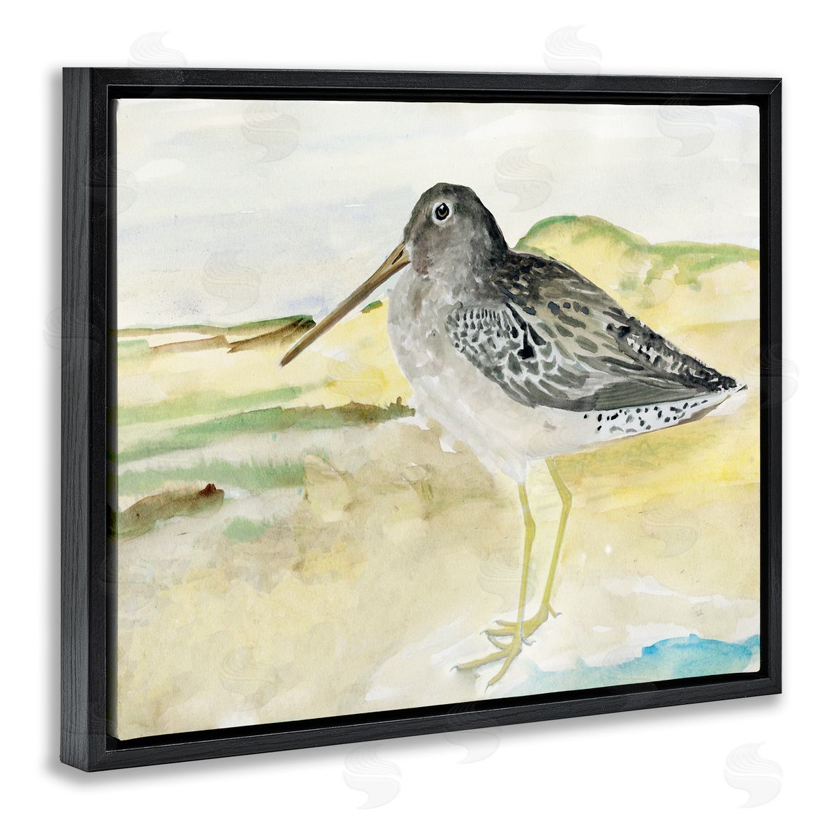 Bird Encounter Landscape Black Floating Frame Canvas Wall Art, Home Decor by Stellar Studio