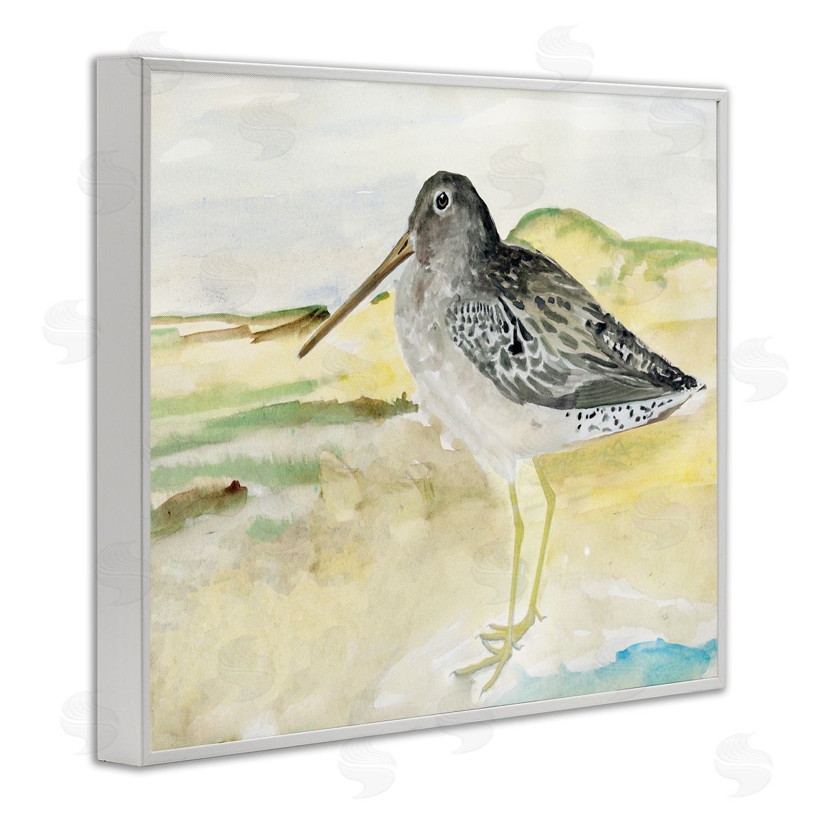 Bird Encounter Landscape White Frame Print Wall Art, Home Decor by Stellar Studio