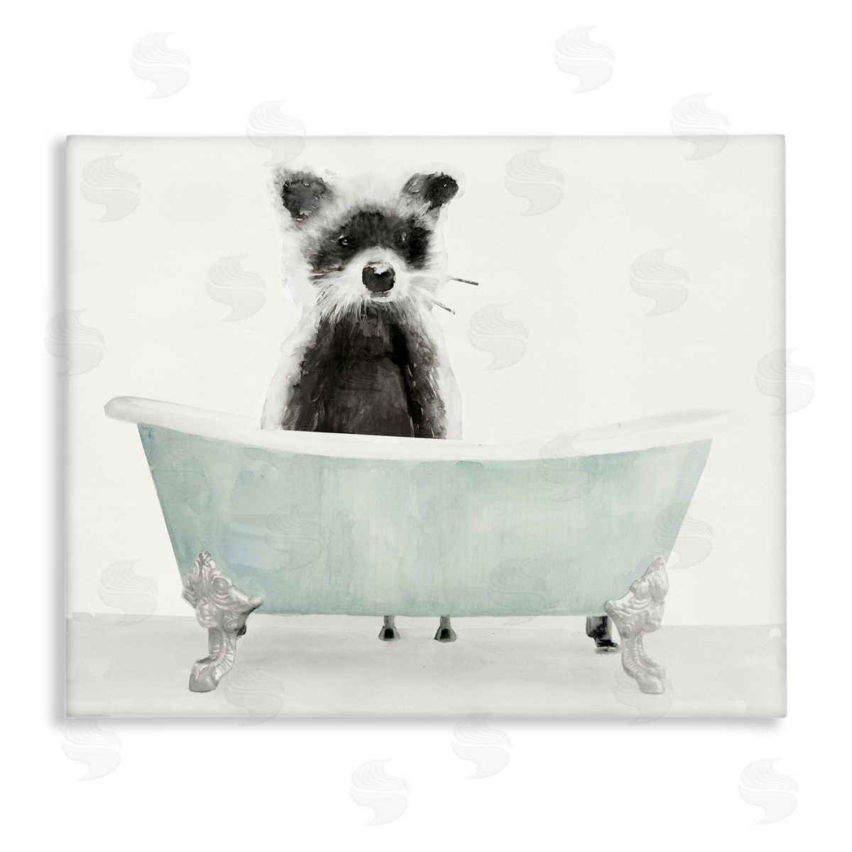 Raccoon In A Tub Canvas Wall Art, Home Decor by Stellar Studio