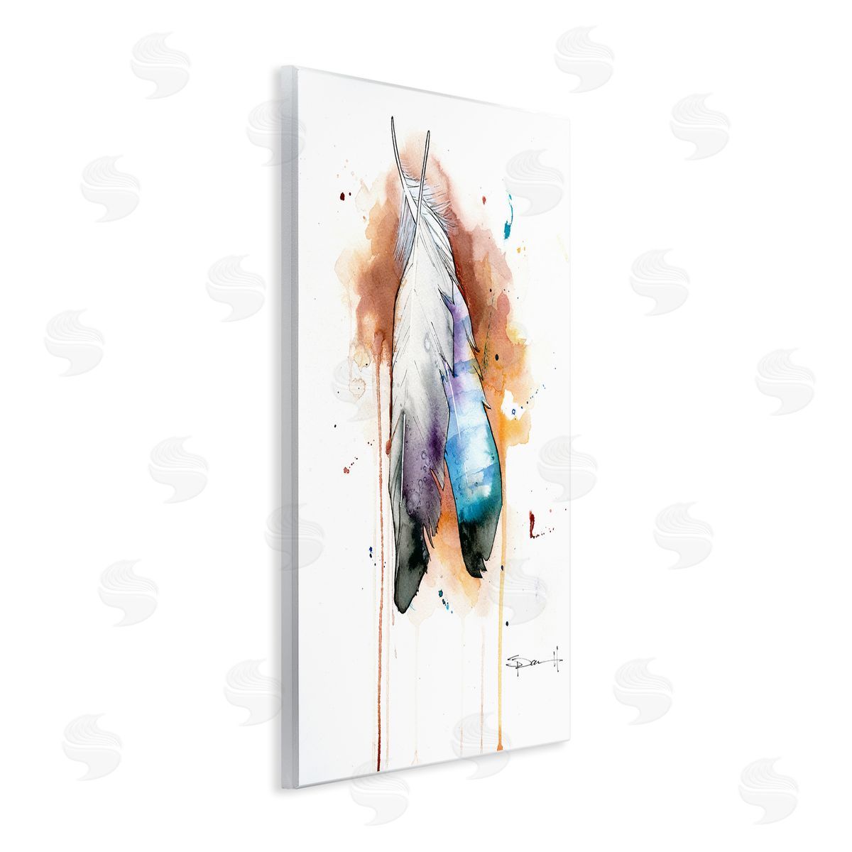 Bird Feathers Abstract Wood Plaque Wall Art, Home Decor by Sean Parnell