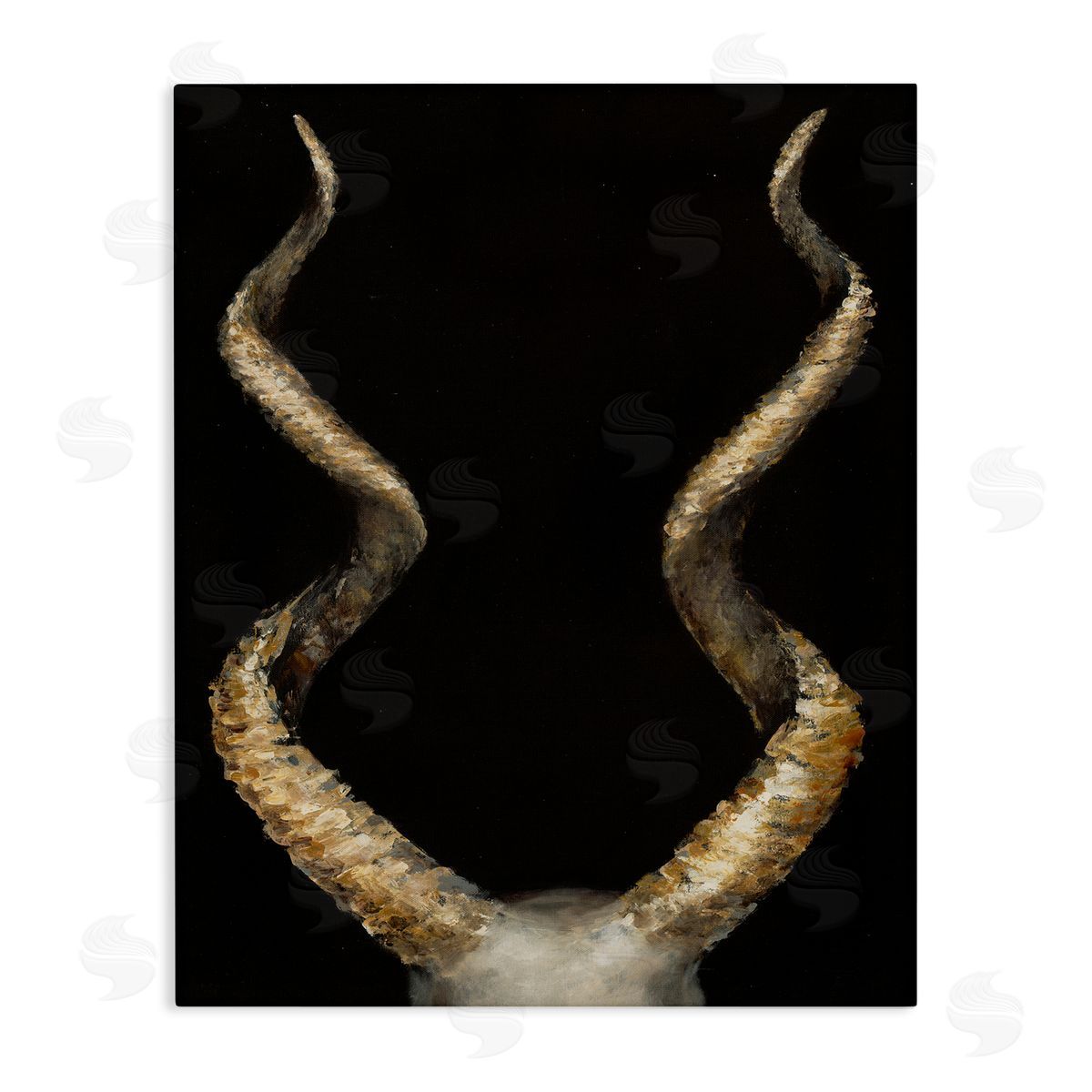 Goat Horns Black Gold Canvas Wall Art, Home Decor by Dina D'Argo