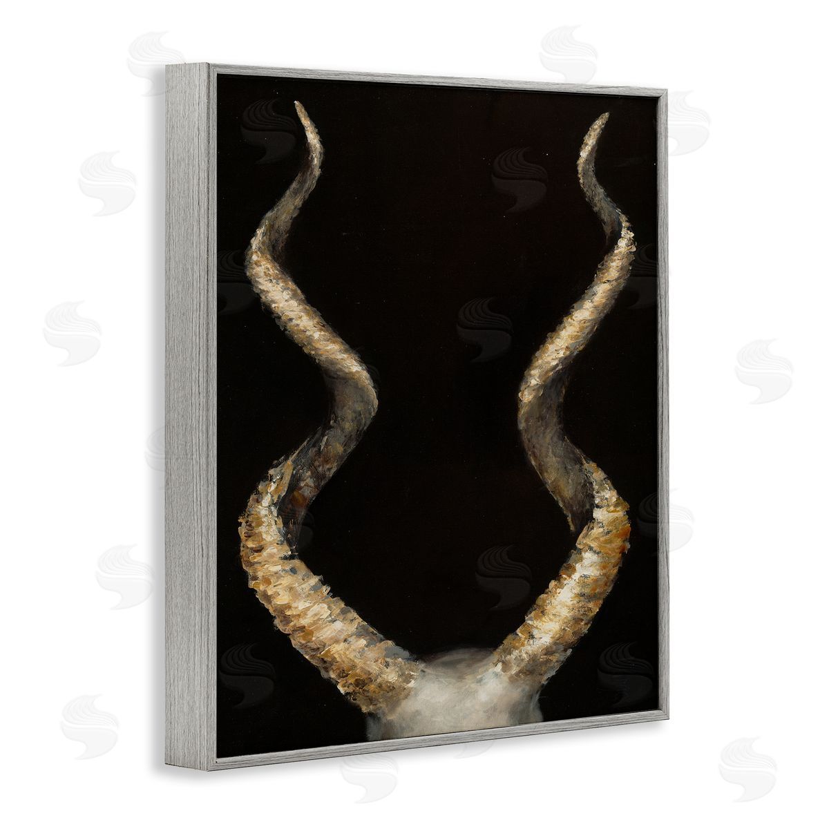 Goat Horns Black Gold Grey Frame Print Wall Art, Home Decor by Dina D'Argo