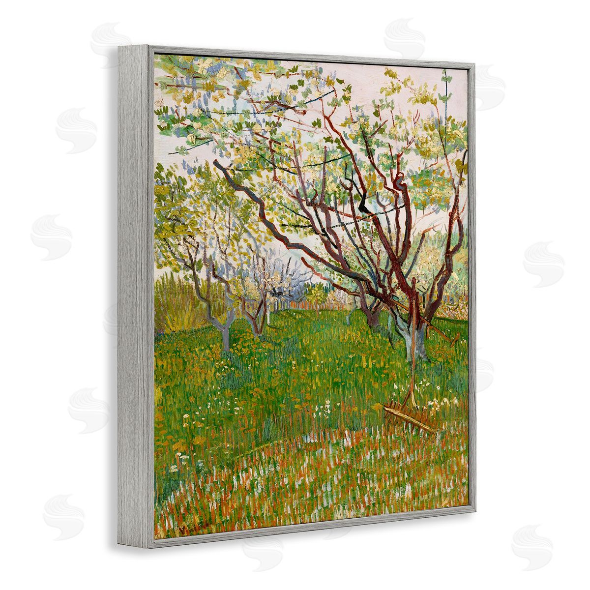 The Flowering Orchard Grey Frame Print Wall Art, Home Decor by Vincent Van Gogh