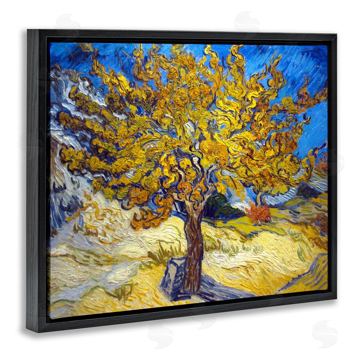 The Mulberry Tree Classical Painting Black Floating Frame Canvas Wall Art, Home Decor by Vincent Van Gogh