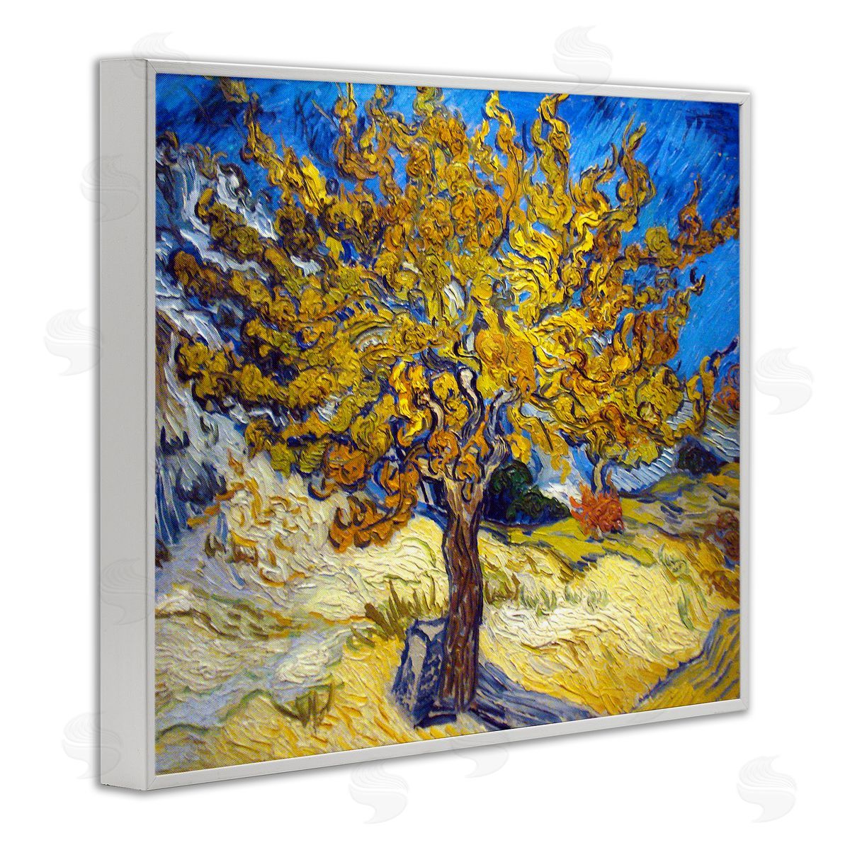 The Mulberry Tree Classical Painting White Frame Print Wall Art, Home Decor by Vincent Van Gogh
