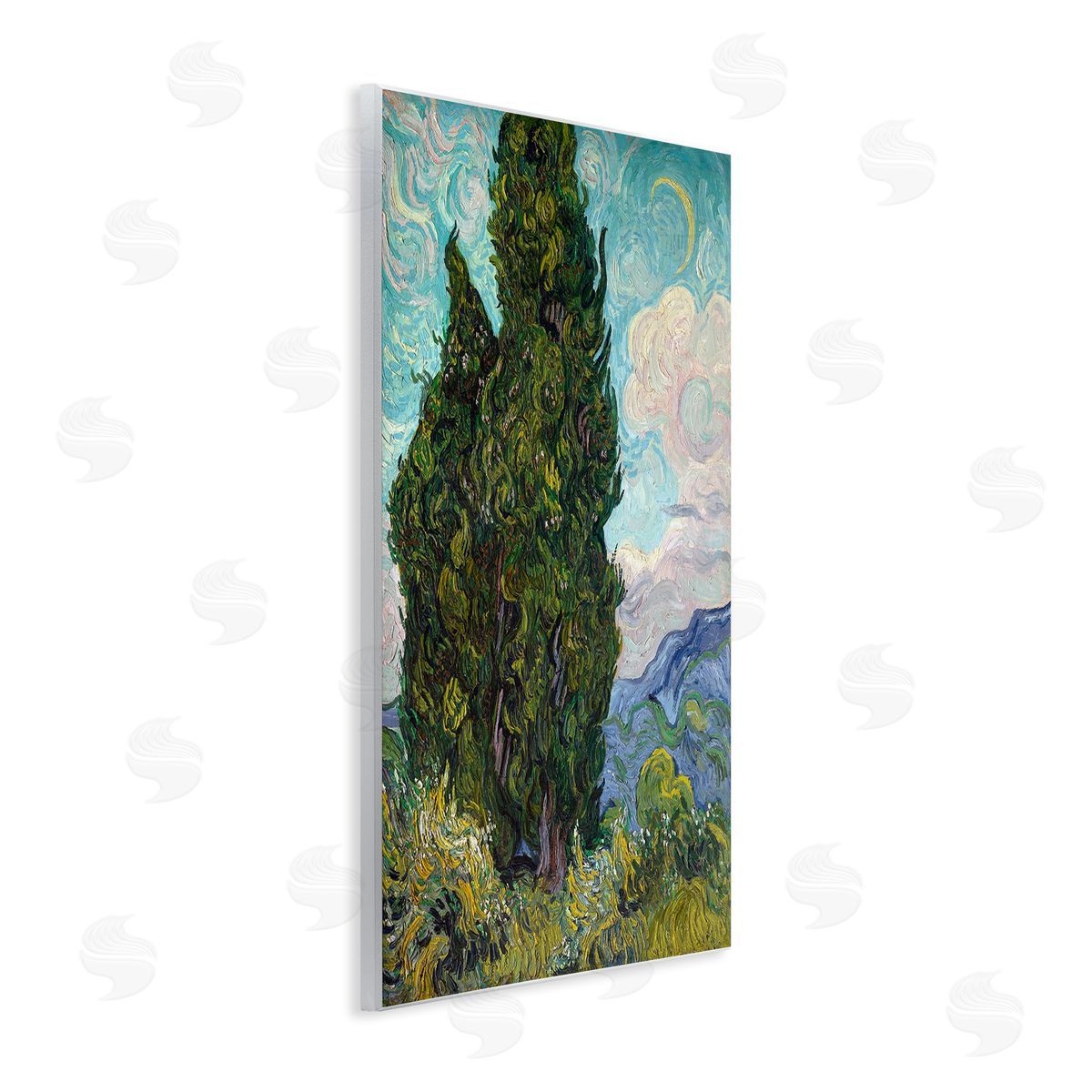 Cypresses, 1889 Classical Painting Wood Plaque Wall Art, Home Decor by Vincent Van Gogh