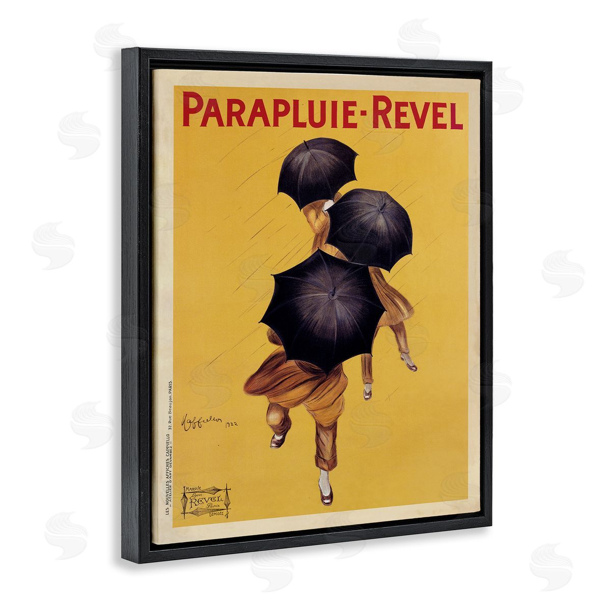 Parapluie-Revel Vintage Poster Black Floating Frame Canvas Wall Art, Home Decor by Marcello Dudovich