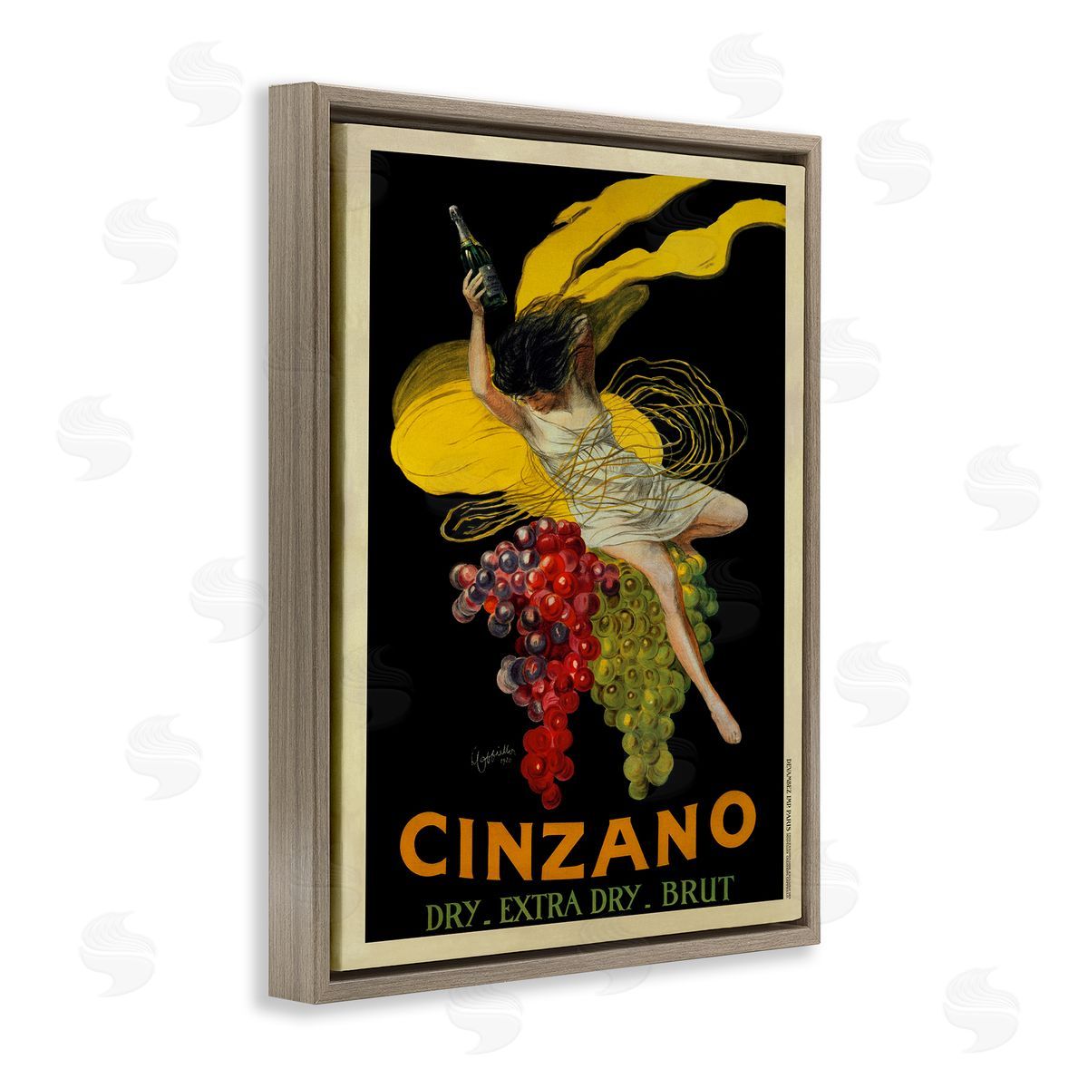 Cinzano Vintage Poster Wine Brown Floating Frame Canvas Wall Art, Home Decor by Marcello Dudovich