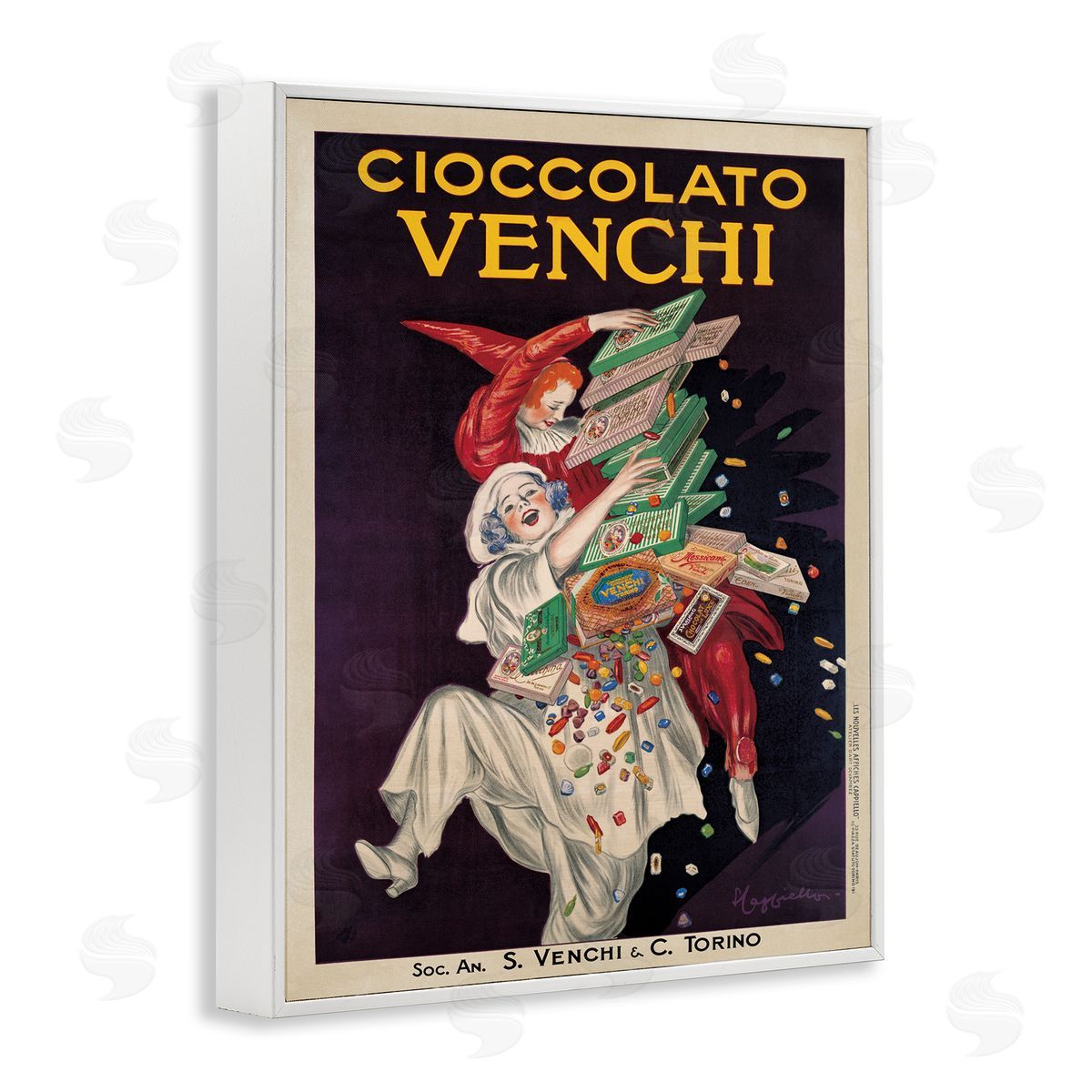 Cioccolato Venchi Vintage Poster White Frame Print Wall Art, Home Decor by Marcello Dudovich