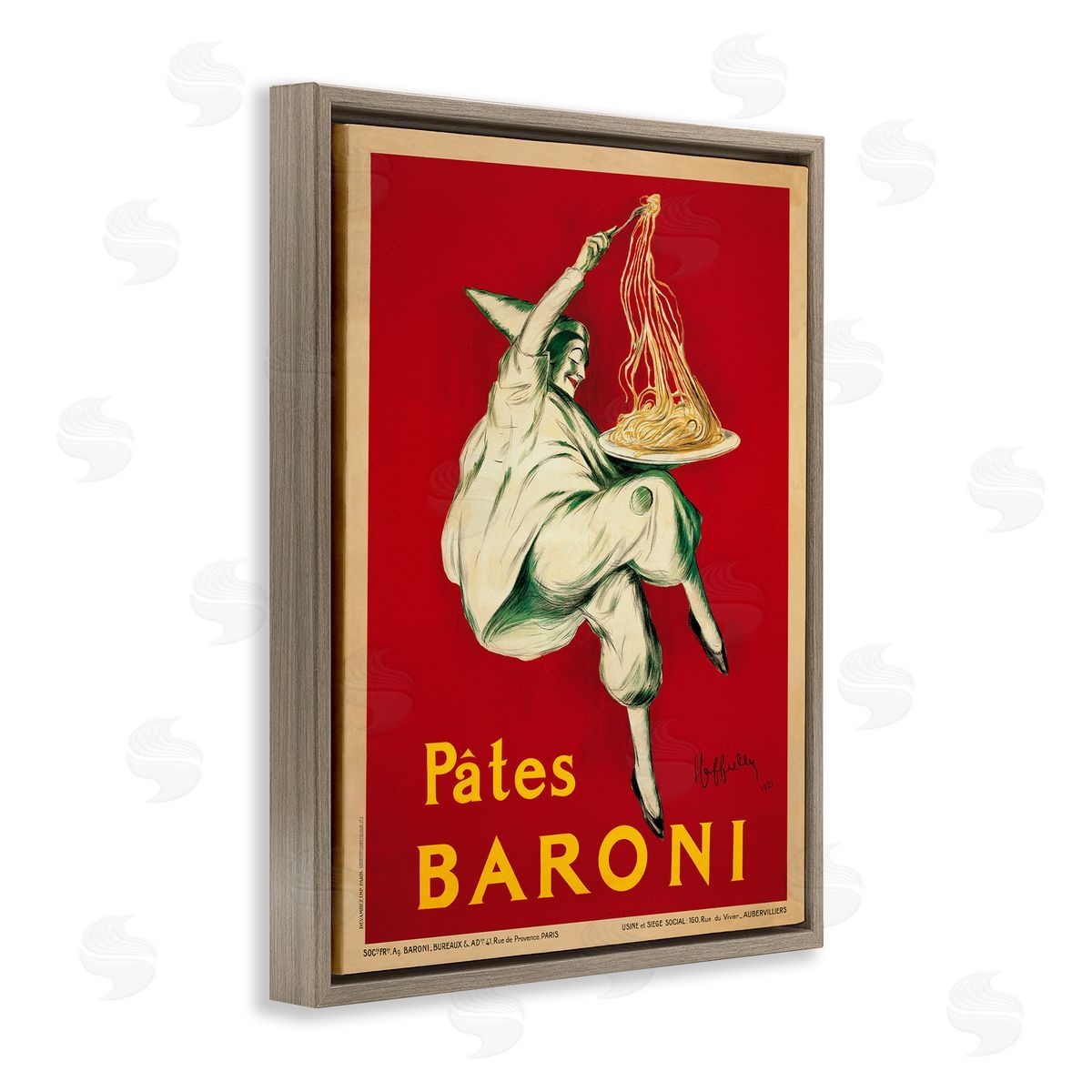 Pates Baroni Vintage Food Poster Brown Floating Frame Canvas Wall Art, Home Decor by Marcello Dudovich