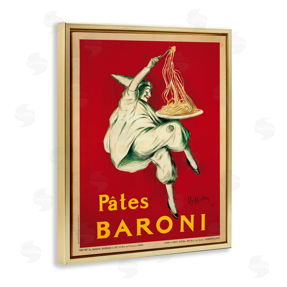 Pates Baroni Vintage Food Poster Gold Floating Frame Canvas Wall Art, Home Decor by Marcello Dudovich