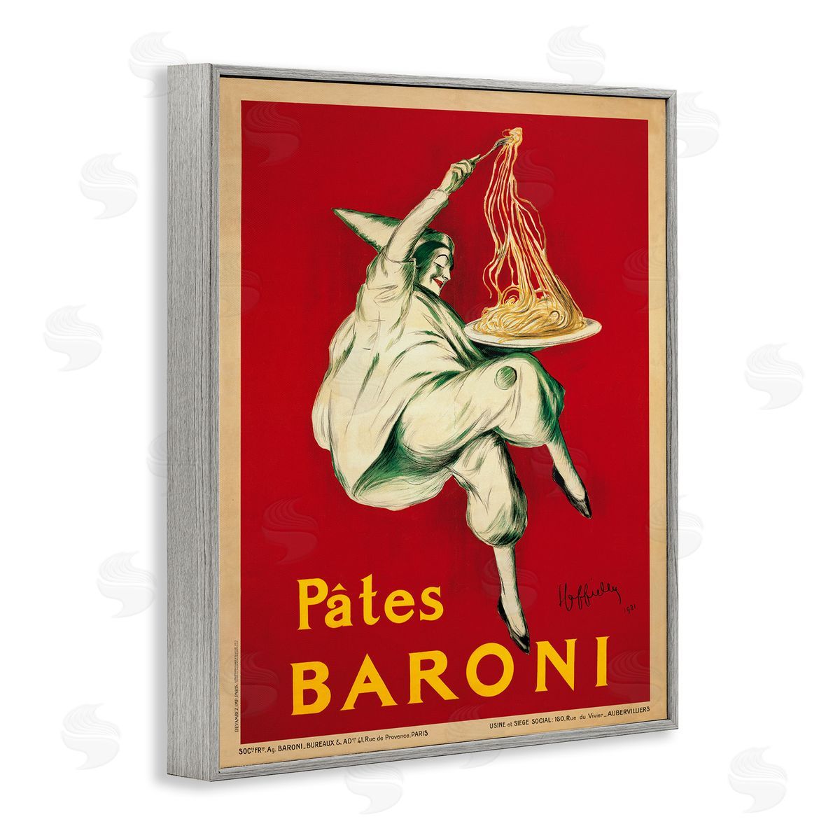 Pates Baroni Vintage Food Poster Grey Frame Print Wall Art, Home Decor by Marcello Dudovich