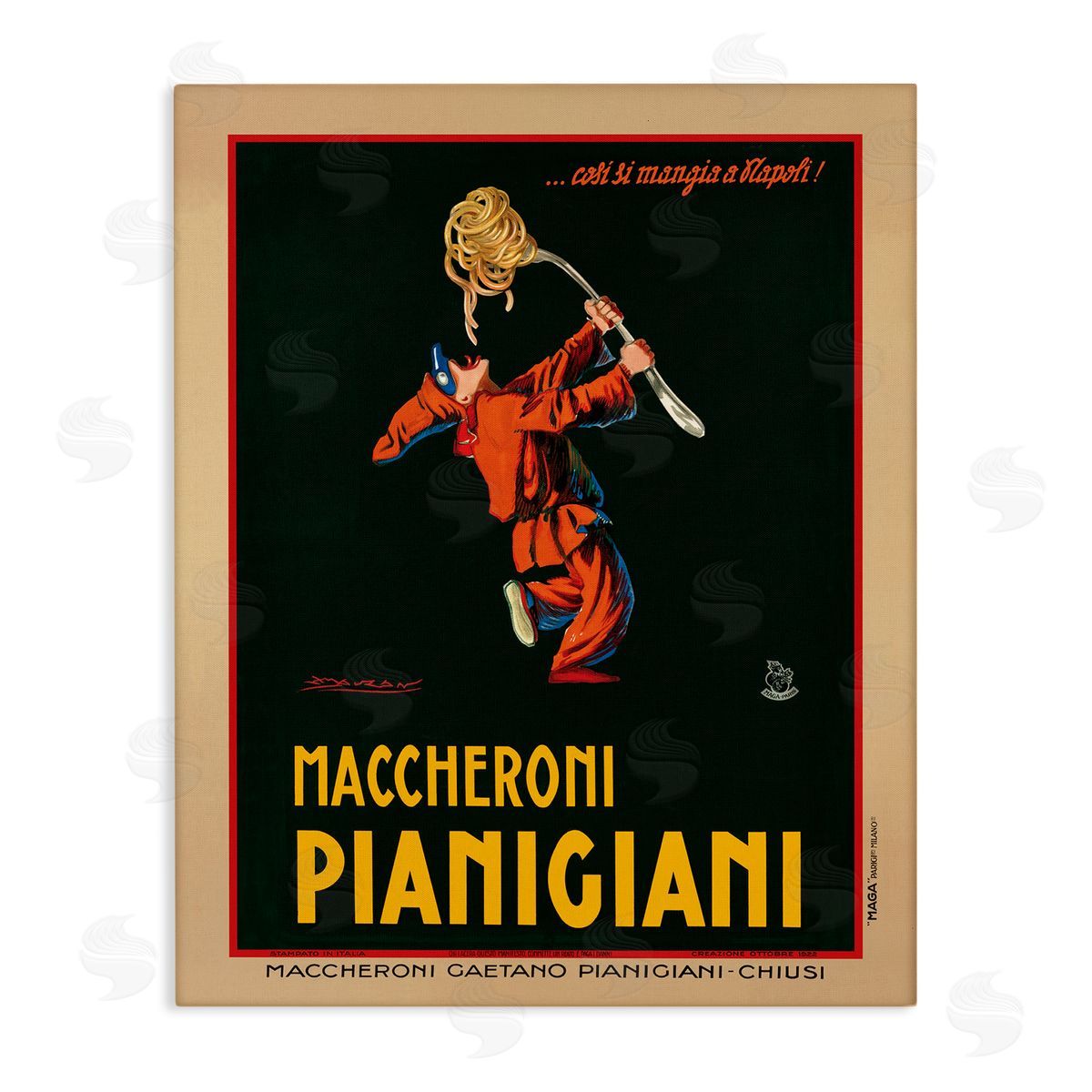 Maccheroni Pianigiani Vintage Poster Canvas Wall Art, Home Decor by Marcello Dudovich