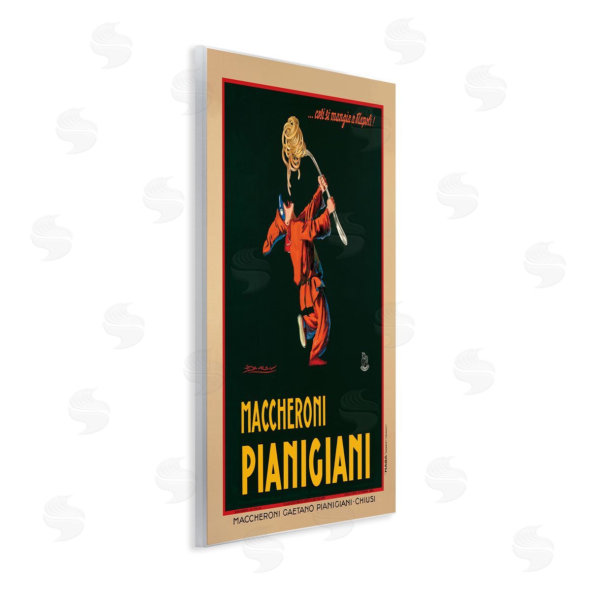 Maccheroni Pianigiani Vintage Poster Wood Plaque Wall Art, Home Decor by Marcello Dudovich