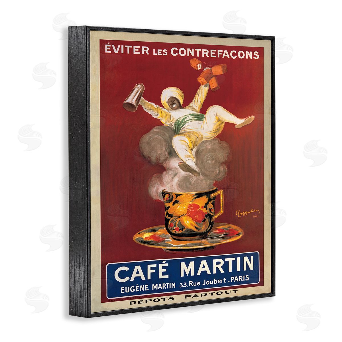 Cafe Martin Vintage Poster Black Frame Print Wall Art, Home Decor by Marcello Dudovich