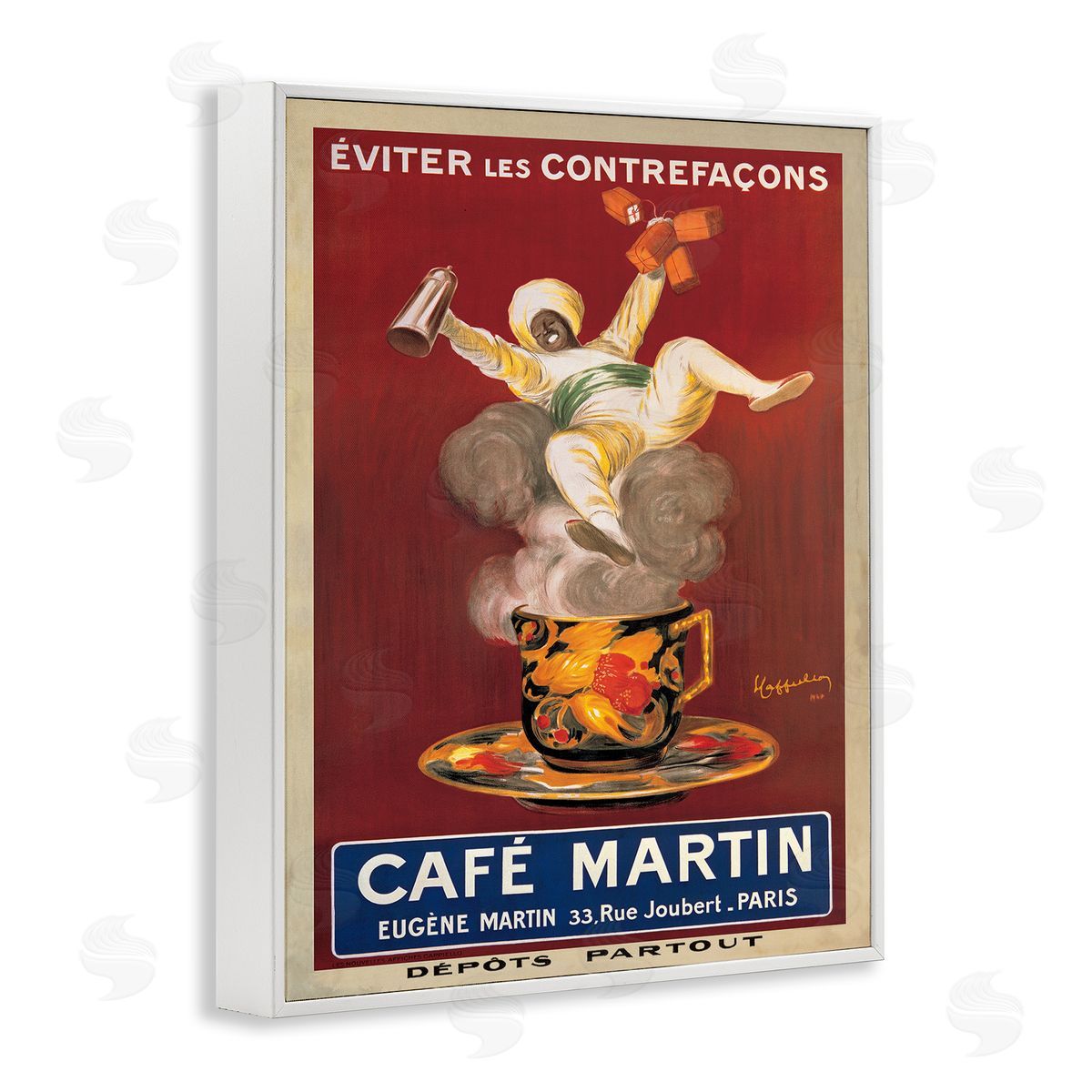 Cafe Martin Vintage Poster White Frame Print Wall Art, Home Decor by Marcello Dudovich