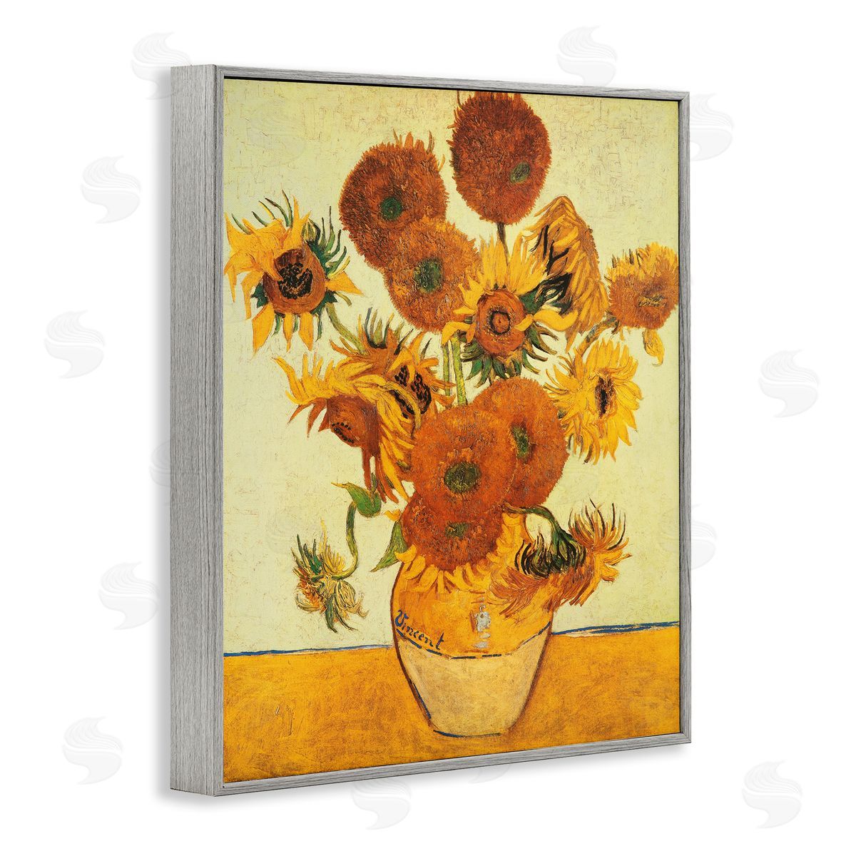 Girasoli Sunflowers Classic Painting Grey Frame Print Wall Art, Home Decor by Vincent Van Gogh