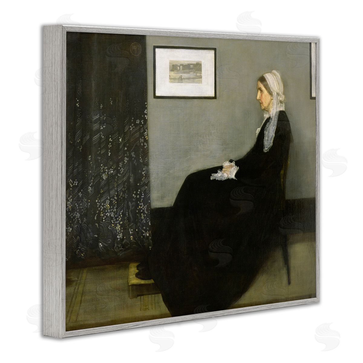 Whistler's Mother 1871 Classical Painting Grey Frame Print Wall Art, Home Decor by James Abbott McNeill Whistler
