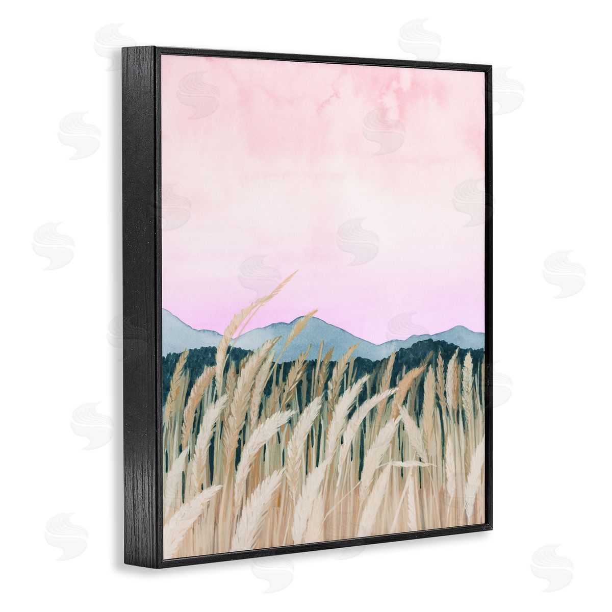 Wheat Field Dawn Painting Black Frame Print Wall Art, Home Decor by Grace Popp