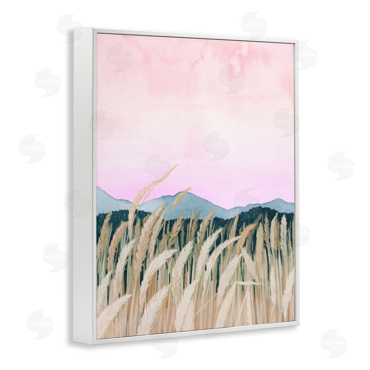 Wheat Field Dawn Painting White Frame Print Wall Art, Home Decor by Grace Popp