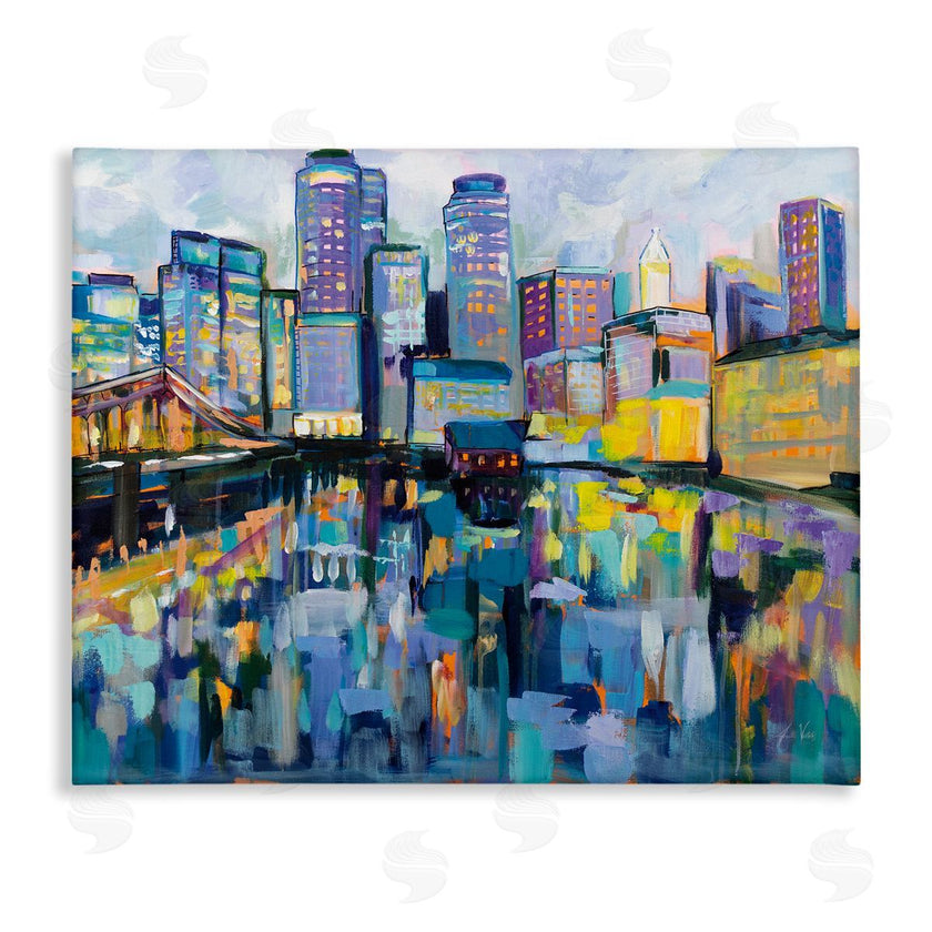 Jeanette Vertentes | Boston Harbor Cityscape Painting