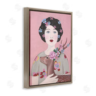 Sally B | Woman And Deer Pink Animal Painting