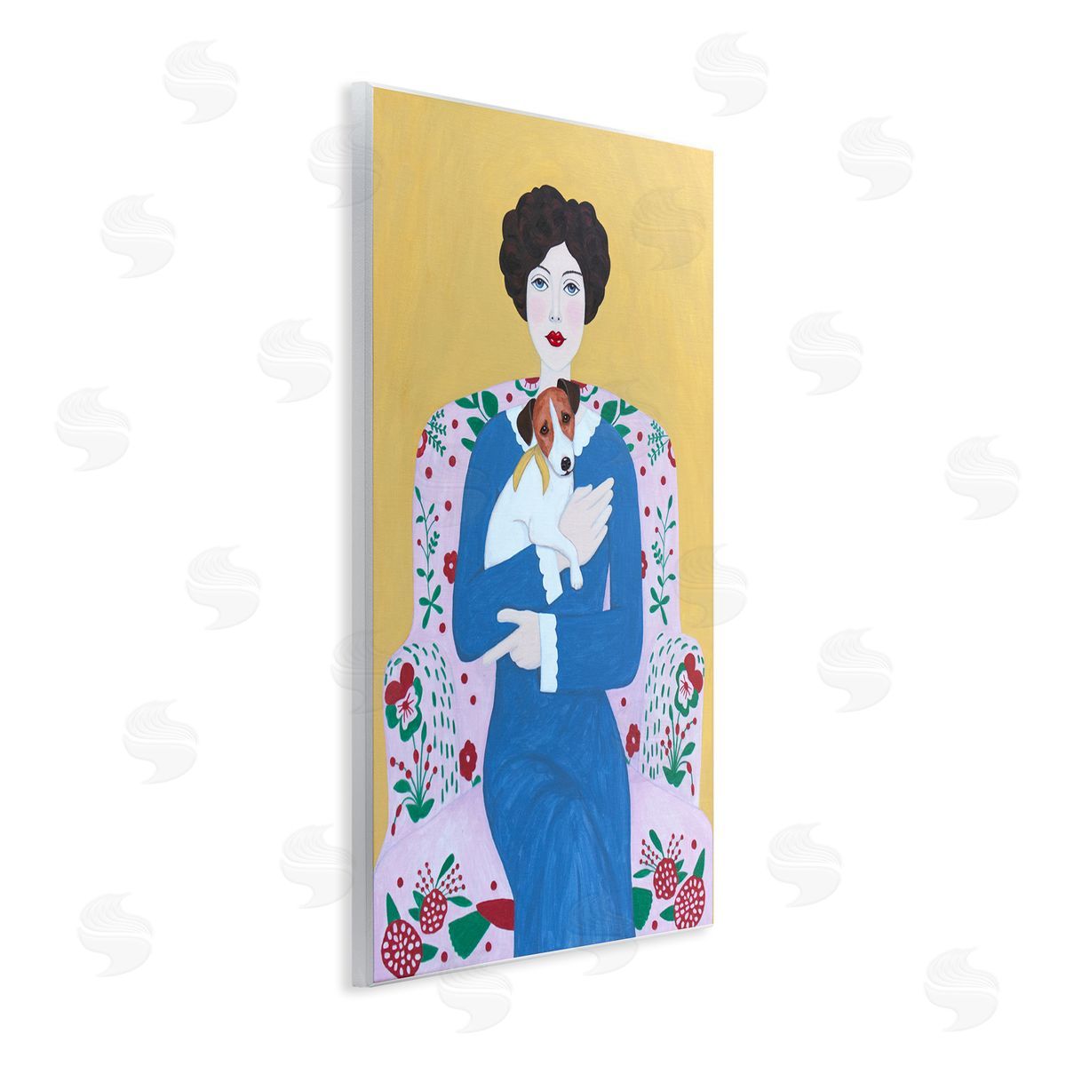 Woman & Dog On Armchair Wood Plaque Wall Art, Home Decor by Sally B