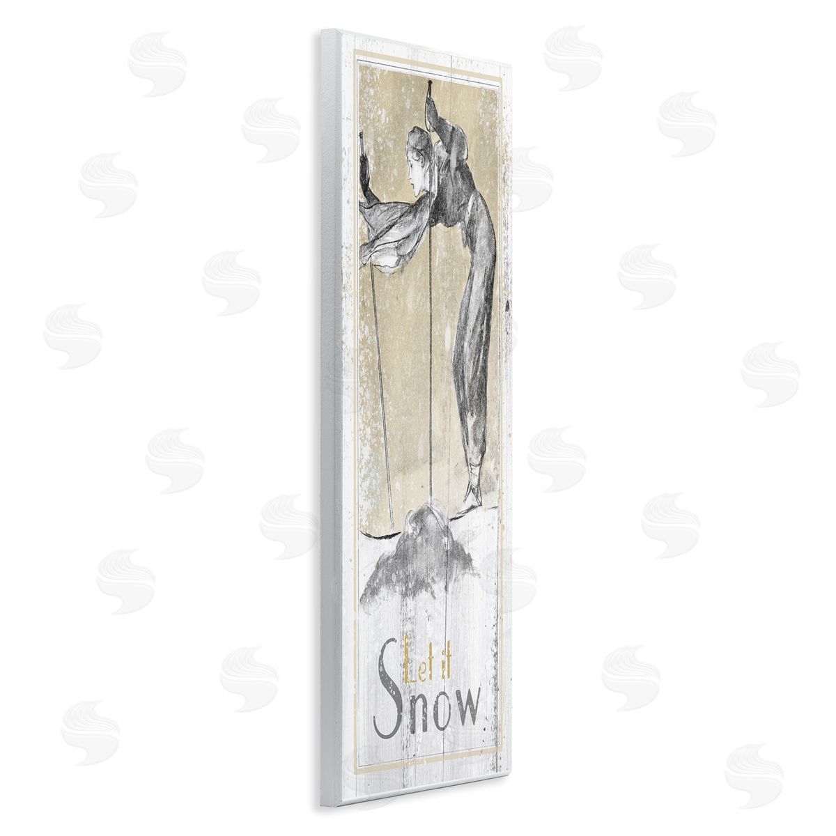 Let It Snow Vintage Skiing Wood Plaque Wall Art, Home Decor by The Saturday Evening Post