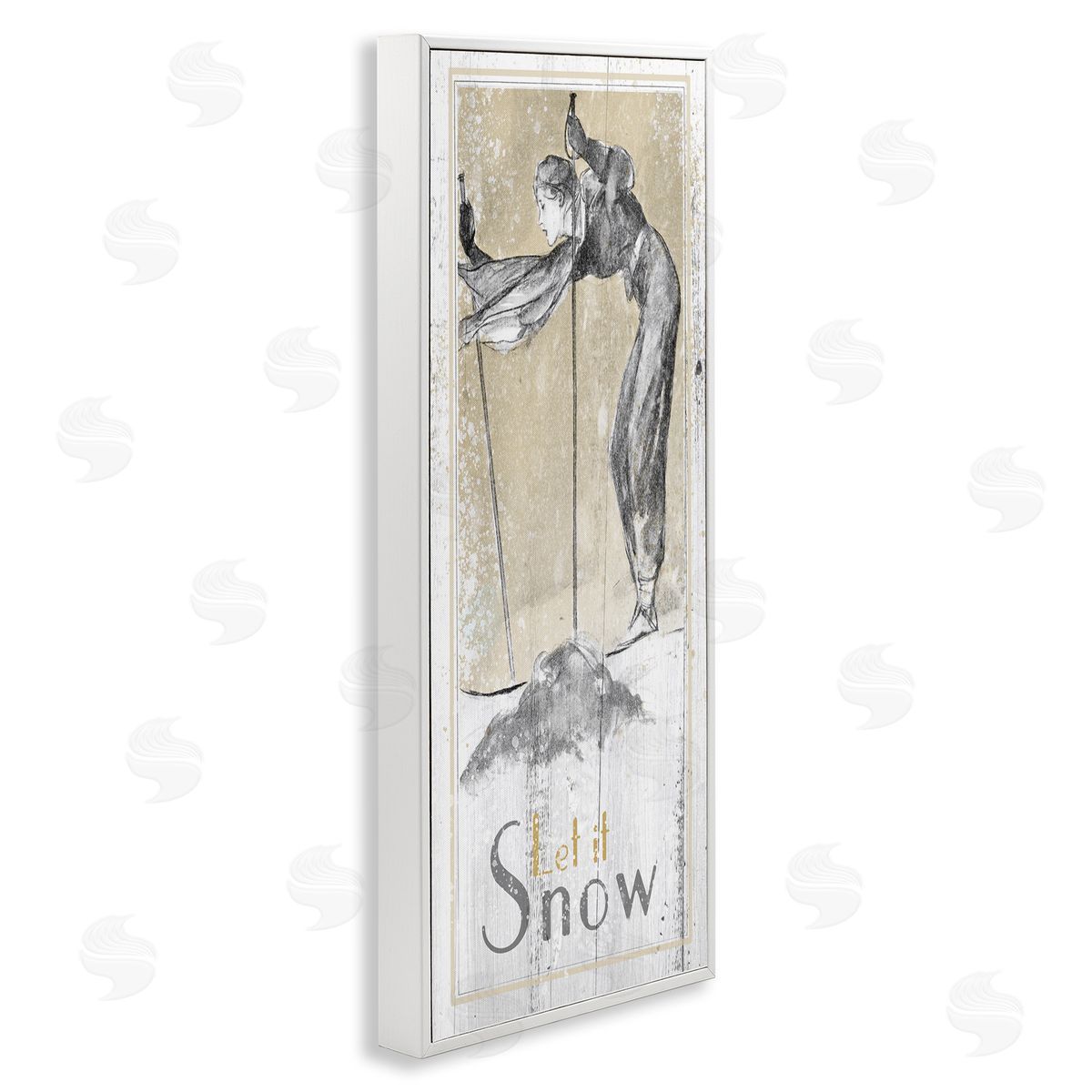 Let It Snow Vintage Skiing White Frame Print Wall Art, Home Decor by The Saturday Evening Post