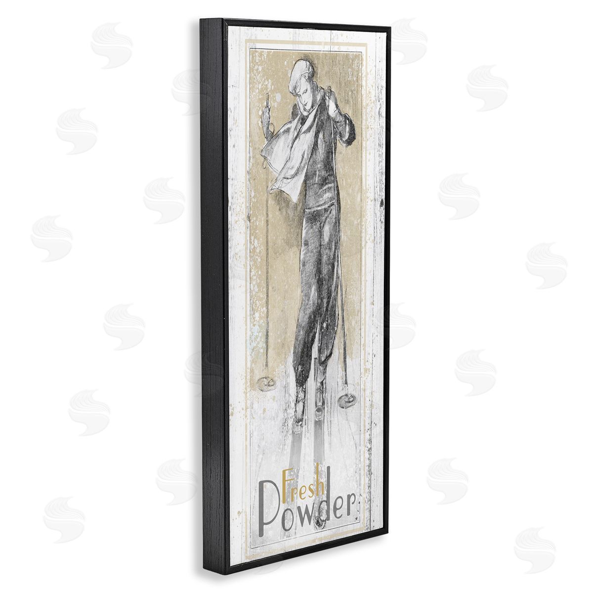 Fresh Powder Vintage Skiing Black Frame Print Wall Art, Home Decor by The Saturday Evening Post