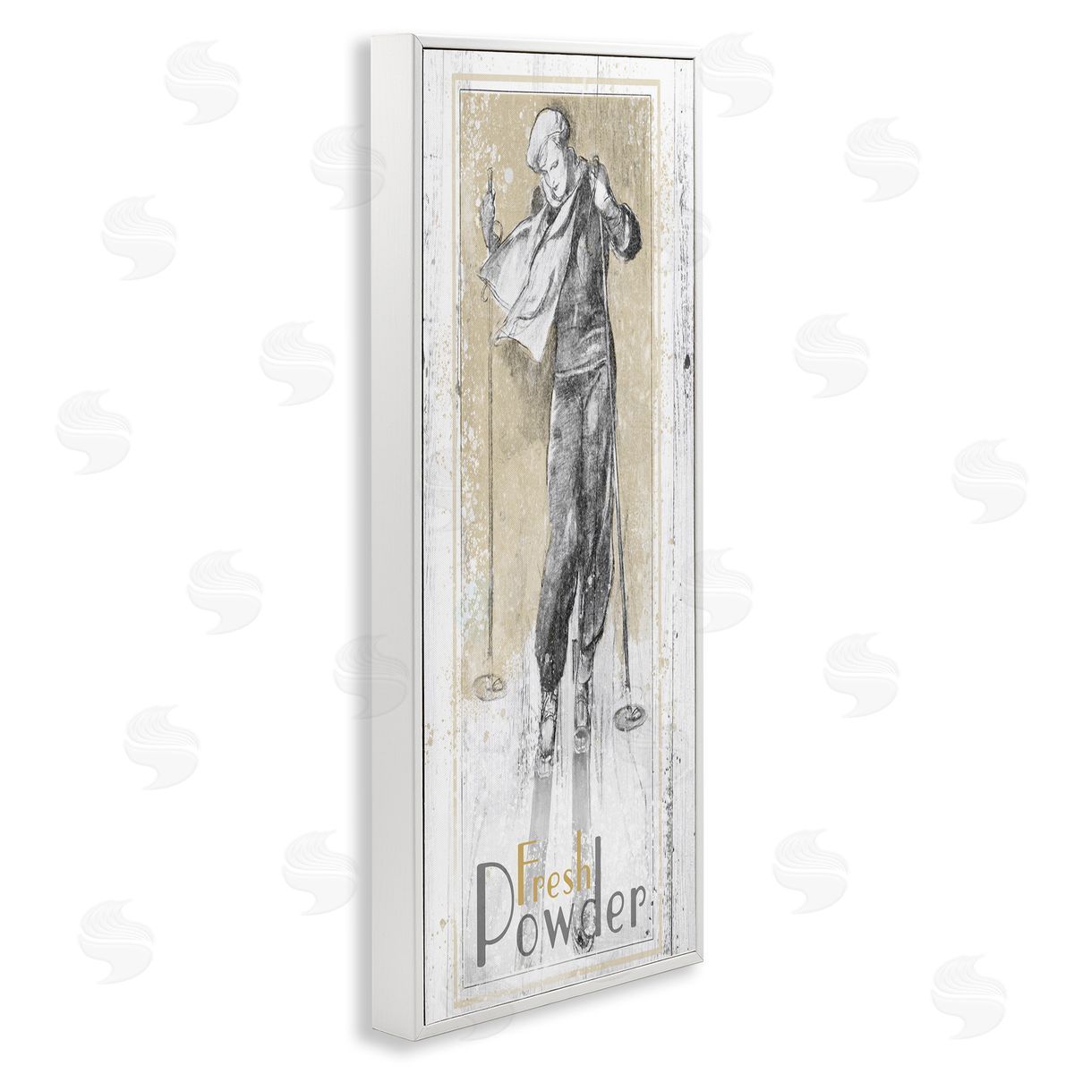 Fresh Powder Vintage Skiing White Frame Print Wall Art, Home Decor by The Saturday Evening Post