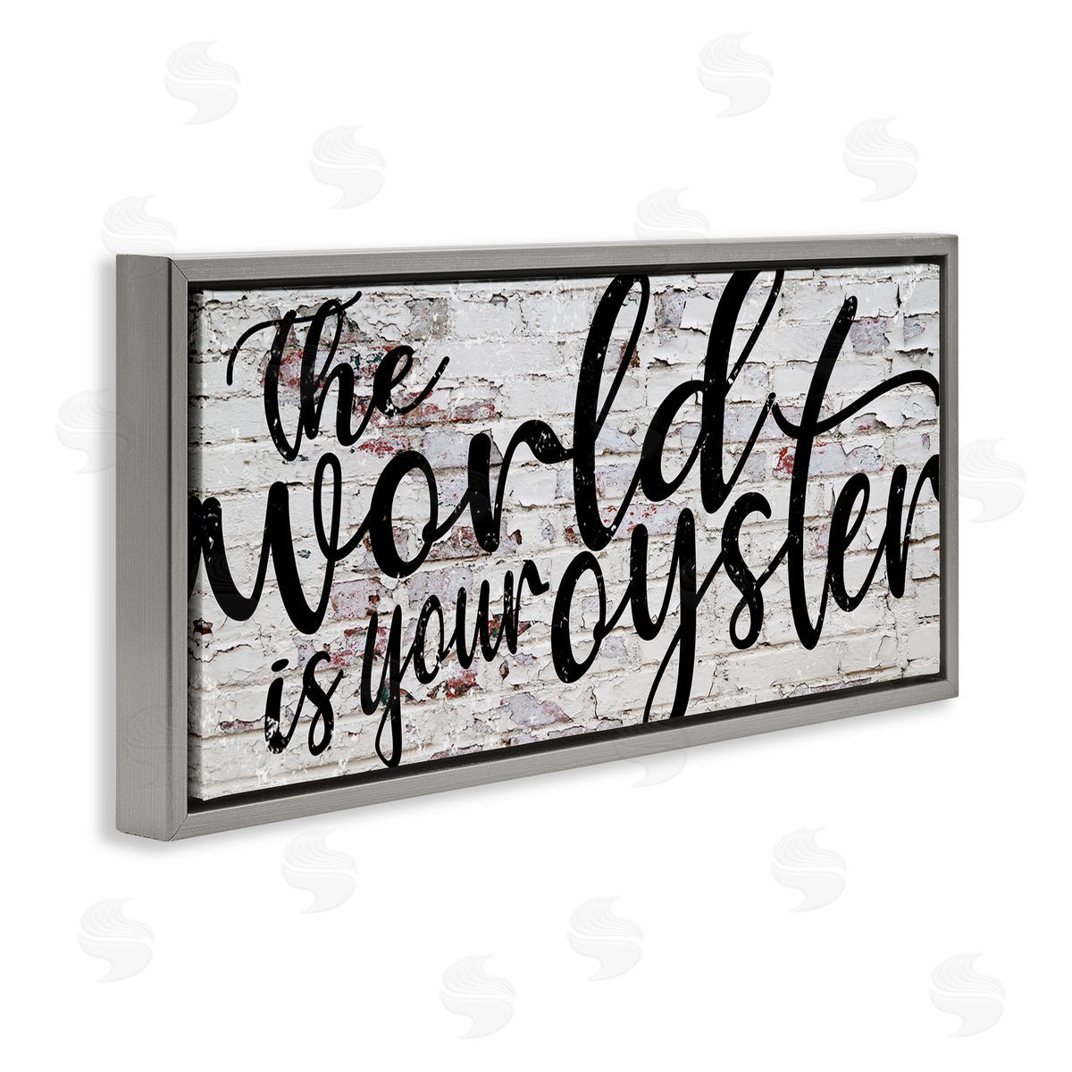 World Is Your Oyster on Brick Grey Floating Frame Canvas Wall Art, Home Decor by Fearfully Made Creations