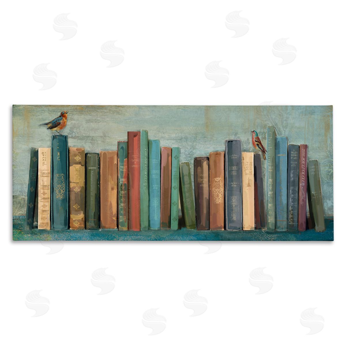 Books And Birds Bookshelf Canvas Wall Art, Home Decor by Main Line Studio