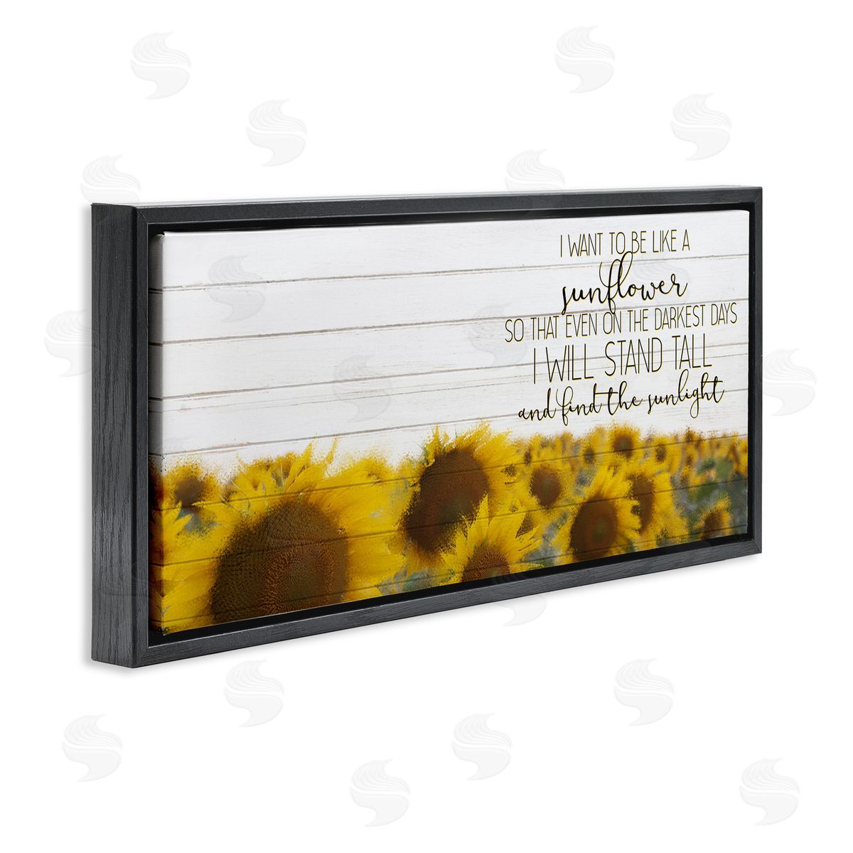 Like A Sunflower Inspiring Word Design Black Floating Frame Canvas Wall Art, Home Decor by Kim Allen