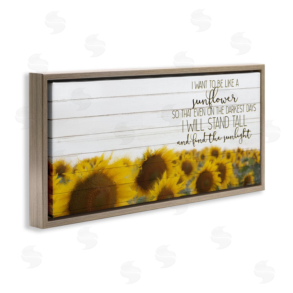 Like A Sunflower Inspiring Word Design Brown Floating Frame Canvas Wall Art, Home Decor by Kim Allen