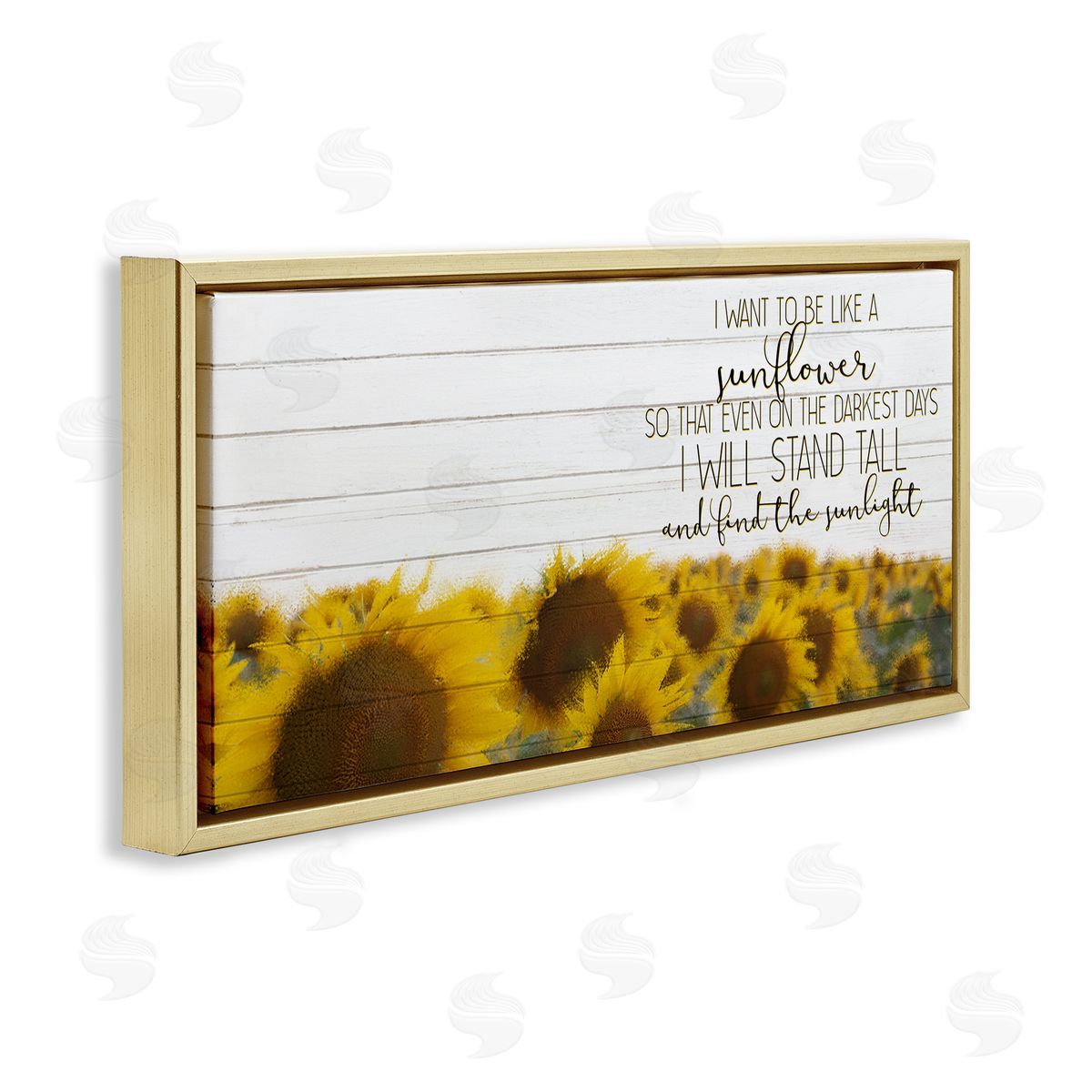Like A Sunflower Inspiring Word Design Gold Floating Frame Canvas Wall Art, Home Decor by Kim Allen