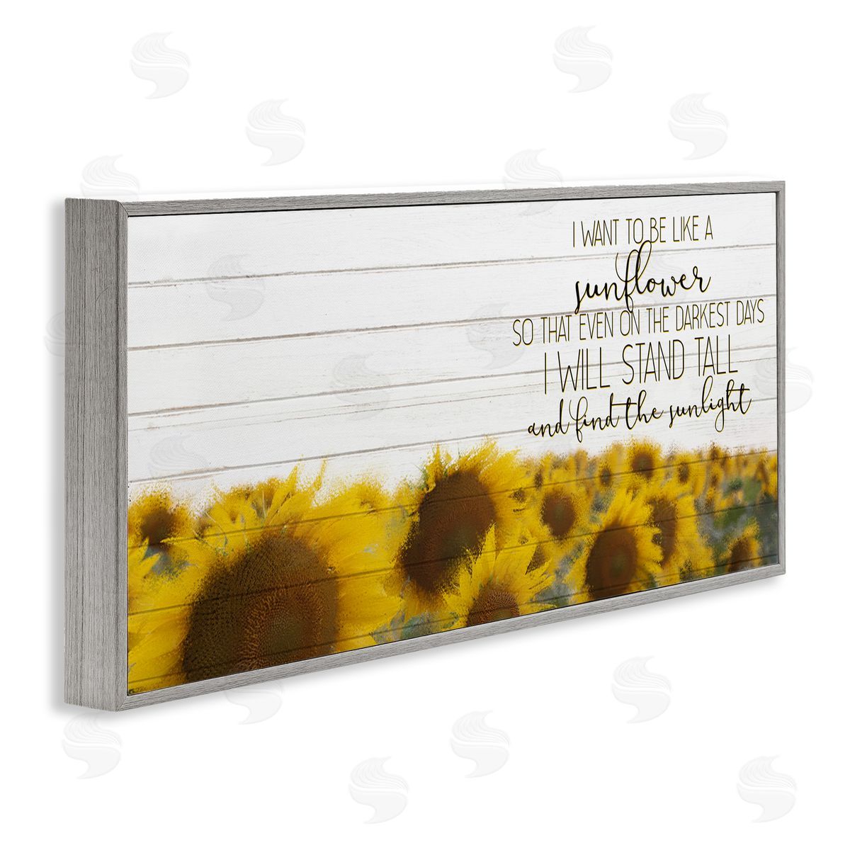 Like A Sunflower Inspiring Word Design Grey Frame Print Wall Art, Home Decor by Kim Allen