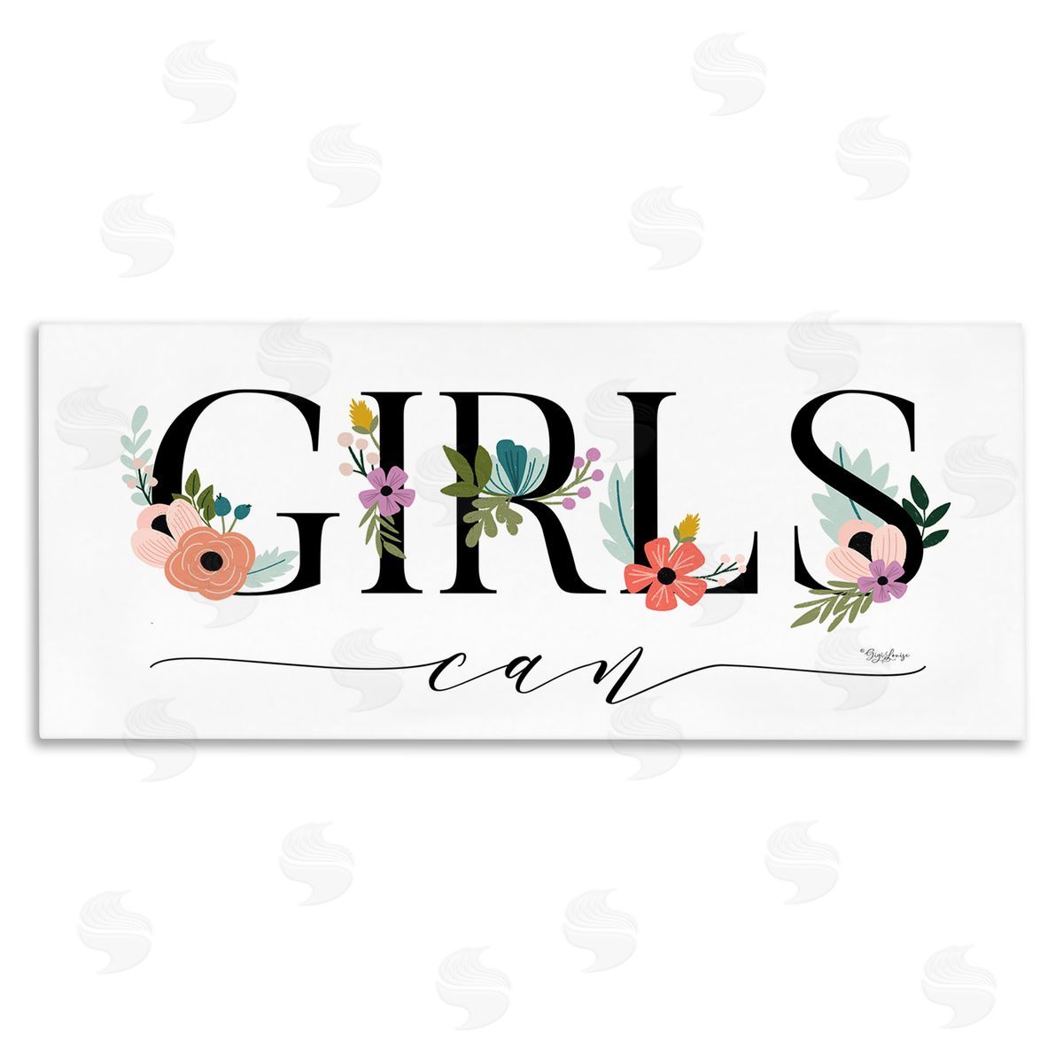 Girls Can Flower Inspirational Canvas Wall Art, Home Decor by Gigi Louise