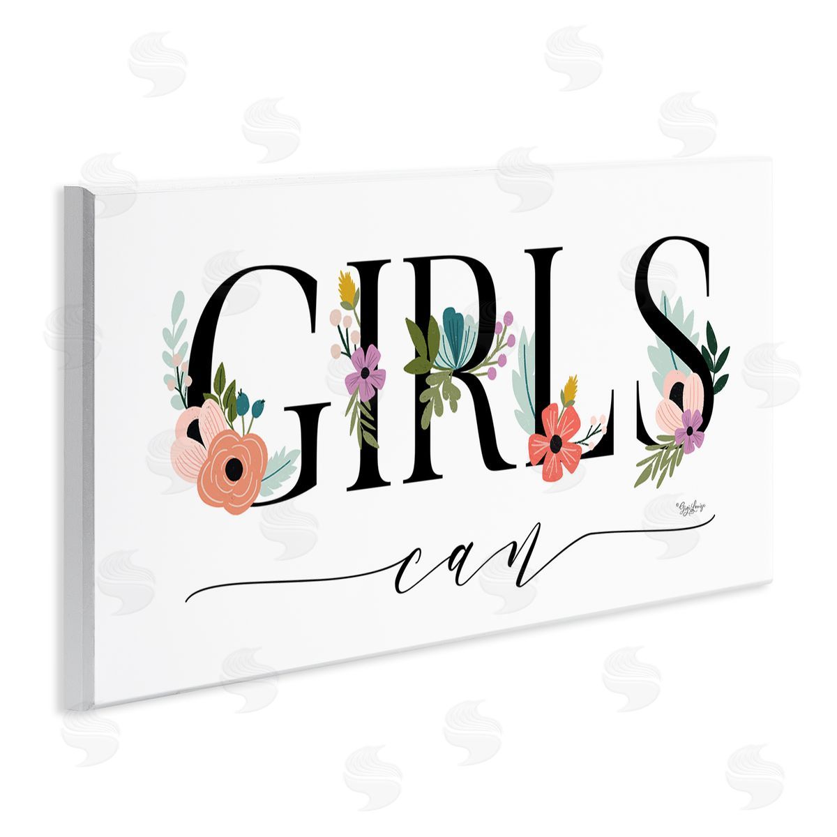Girls Can Flower Inspirational Wood Plaque Wall Art, Home Decor by Gigi Louise