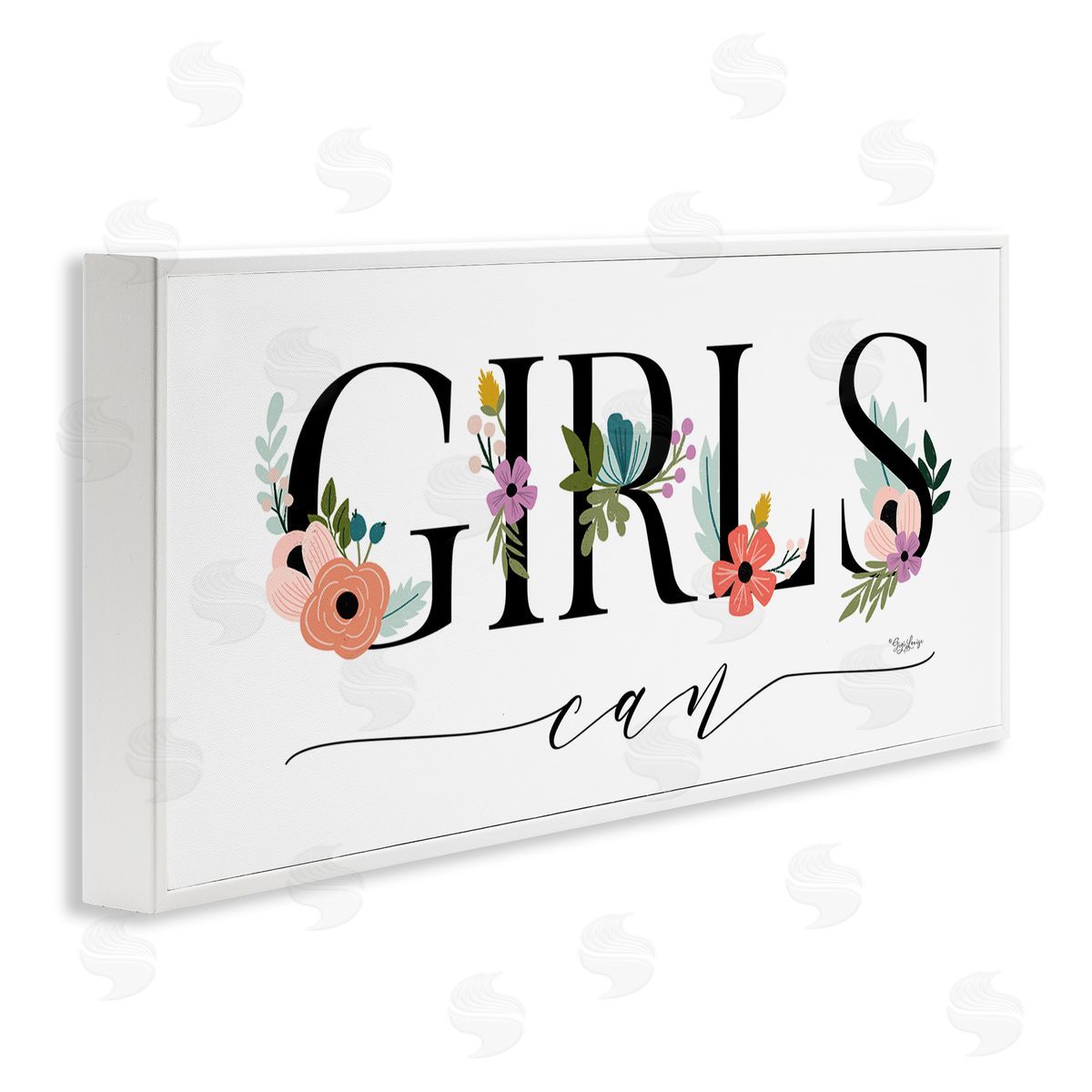 Girls Can Flower Inspirational White Frame Print Wall Art, Home Decor by Gigi Louise