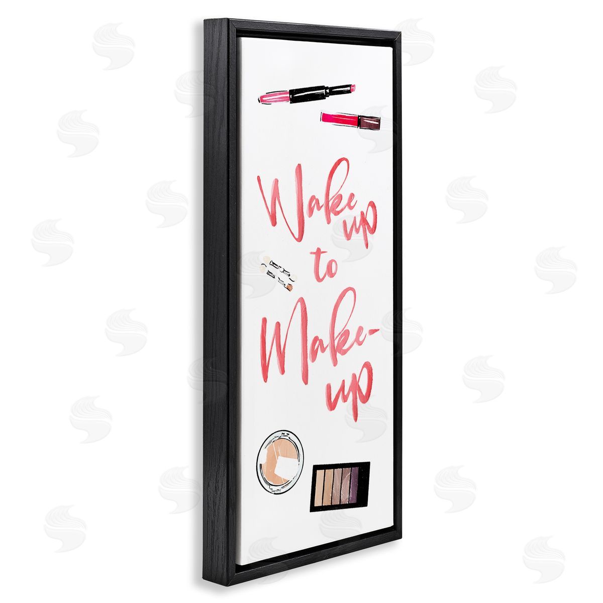 Wake & Make Up Beauty Black Floating Frame Canvas Wall Art, Home Decor by Milli Villa