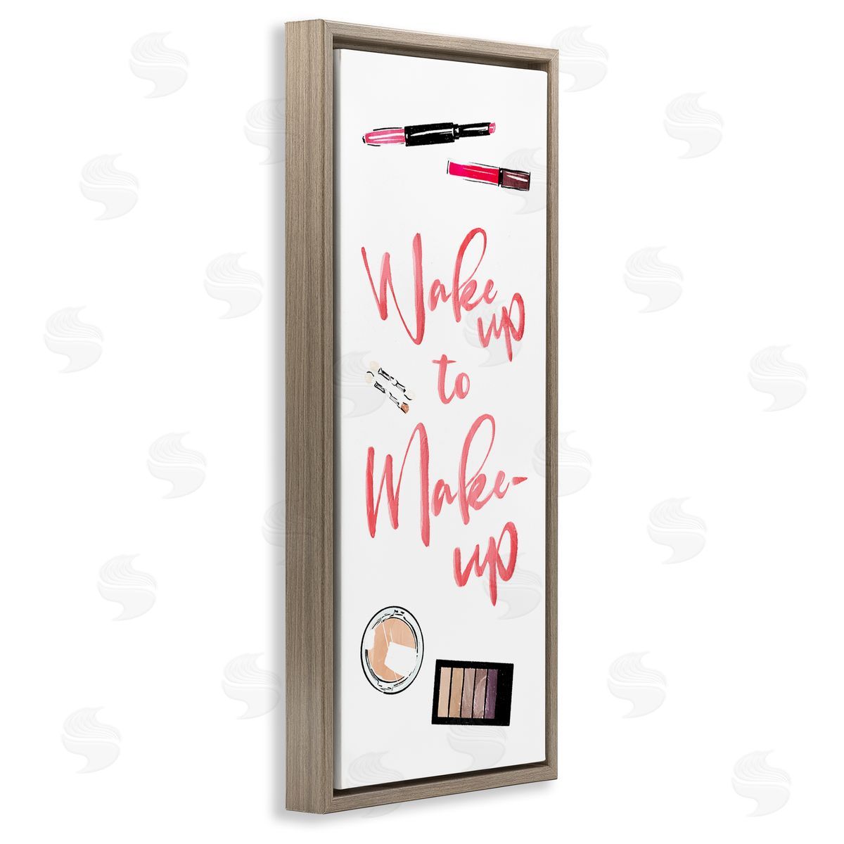 Wake & Make Up Beauty Brown Floating Frame Canvas Wall Art, Home Decor by Milli Villa